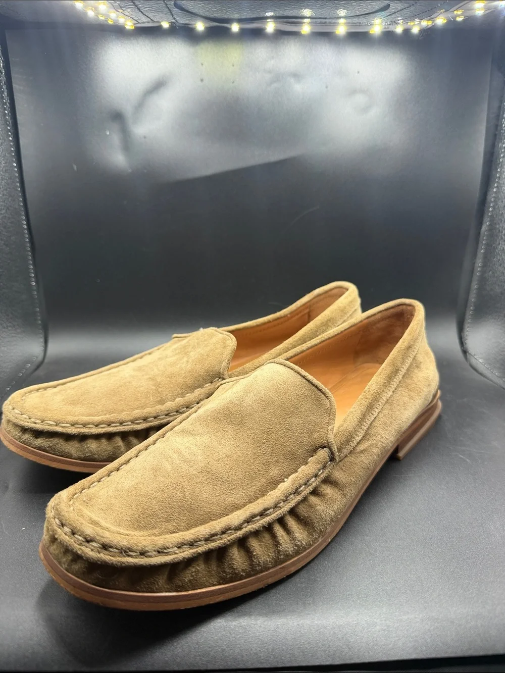 Sarto Men's Tan Suede Slip-On Loafers